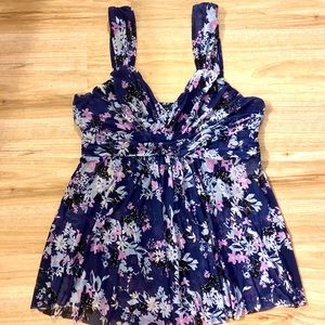 Floral mesh babydoll top